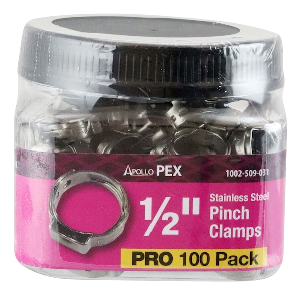Apollo Pex 1/2 in. Stainless Steel PEX Barb Pinch Clamp Jar (100Pack